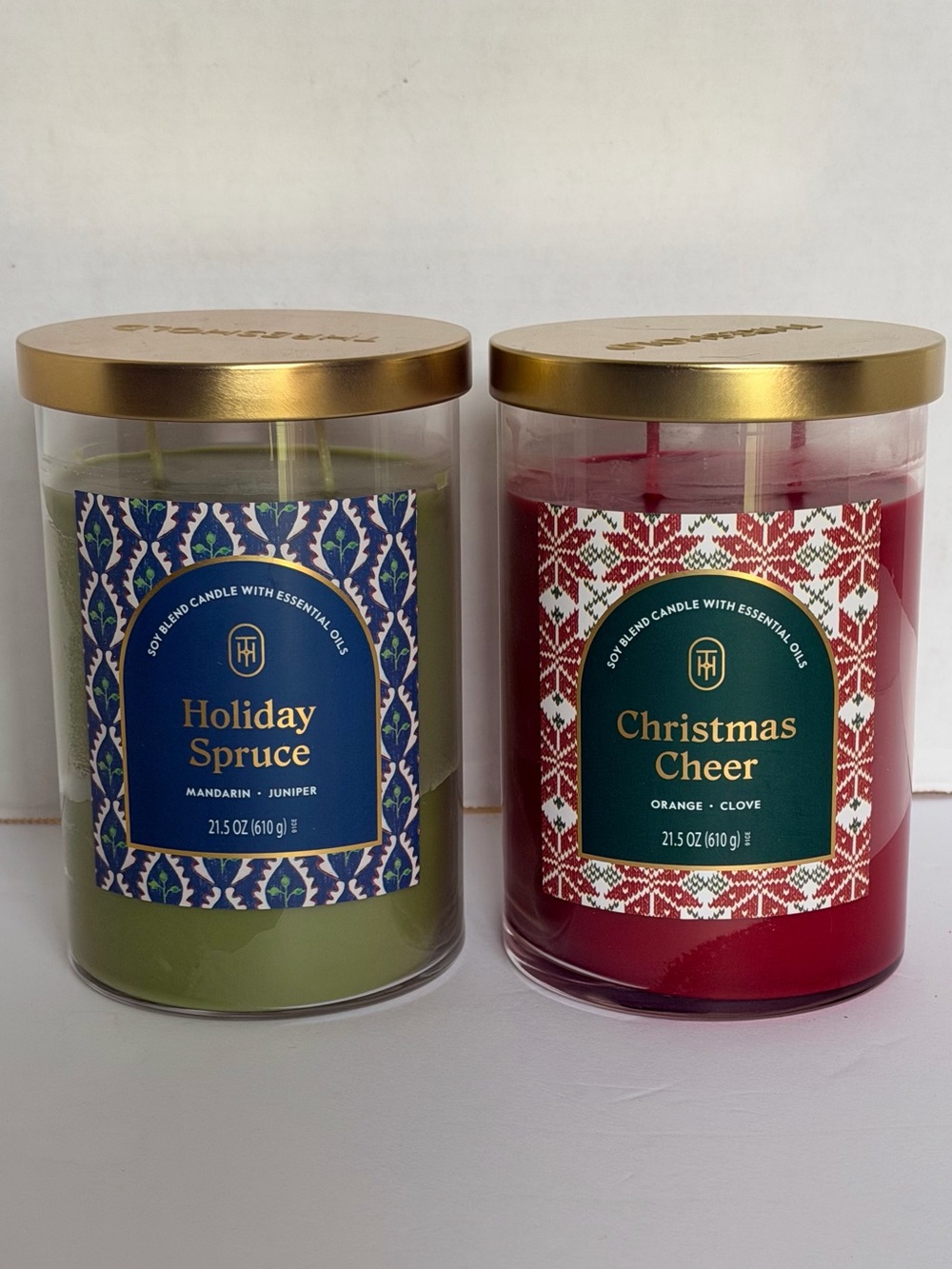 Threshold Holiday Spruce & Christmas Cheer Candle Duo - Green & Red
